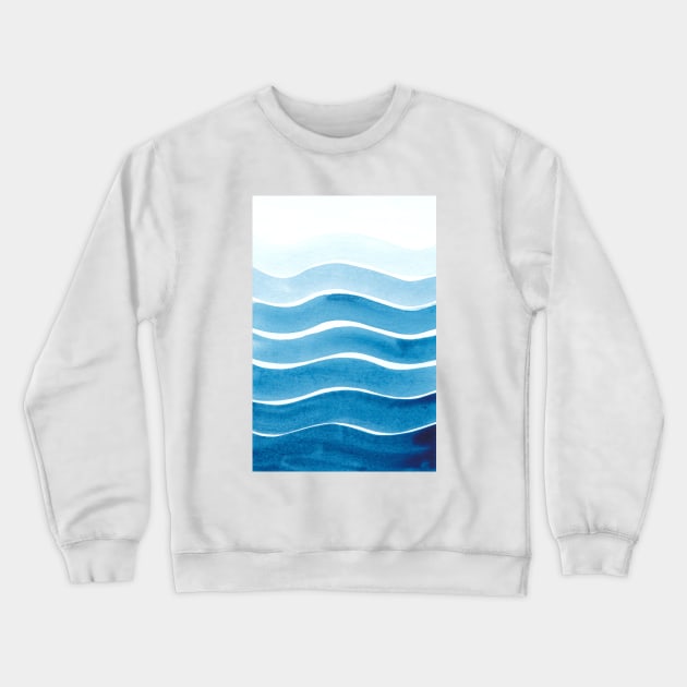 Waves watercolor painting Crewneck Sweatshirt by shoko